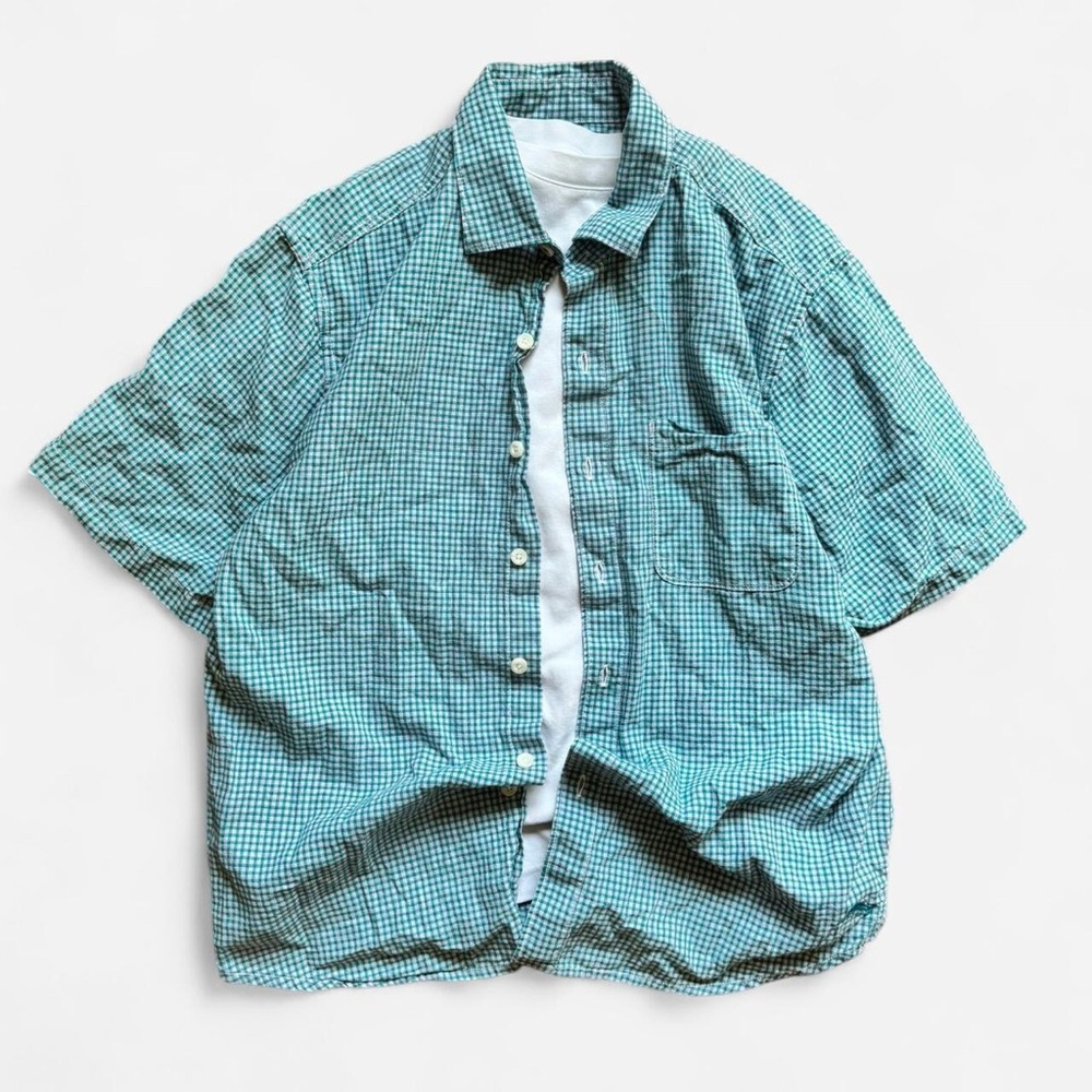 Blue & Pink Vintage Tommy Bahama Plaid Checkered Button Up Shirt
